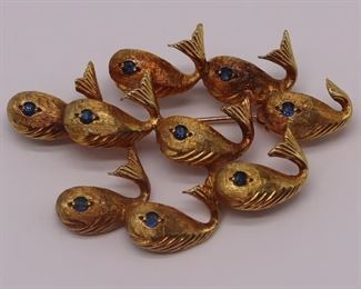 JEWELRY Erwin Pearl kt Gold and Sapphire Brooch