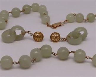 JEWELRY kt Gold and Celadon Jade Jewelry Group