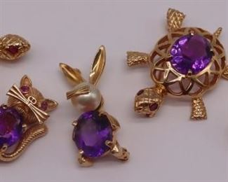 JEWELRY kt Gold and Colored Gem Brooches