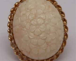 JEWELRY kt Gold and Coral Cocktail Ring