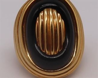 JEWELRY kt Gold and Onyx Cocktail Ring