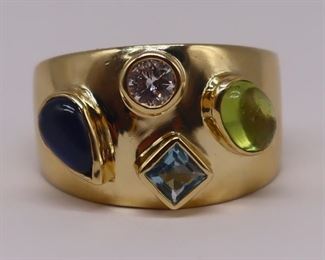 JEWELRY kt Gold Colored Gem and Diamond Ring