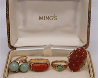 JEWELRY kt Gold Jade and Carnelian Rings