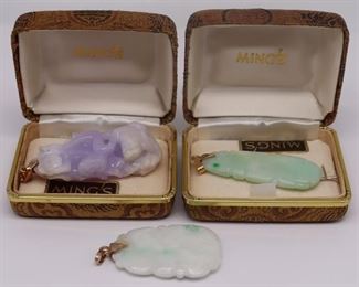 JEWELRY kt Gold Mounted Jade Pendants