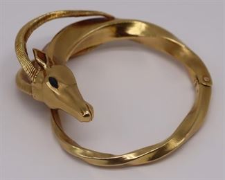 JEWELRY Signed French kt Gold Ibex Bracelet