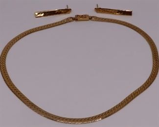 JEWELRY Signed Italian kt Gold Curb Link Suite