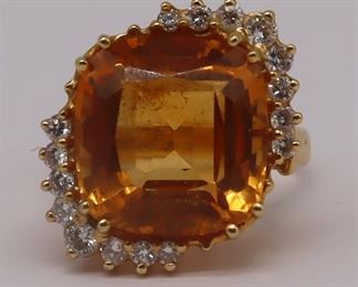 JEWELRY Signed kt Gold Citrine and Diamond