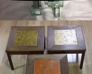 MIDCENTURY Glass Brick Coffee Table Together