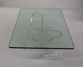 MIDCENTURY Lucite Coffee Table With Glass Top