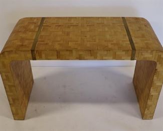 Midcentury One Drawer Parquetry Inlaid Waterfall