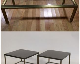 MIDCENTURY Pair Of Brass End Tables
