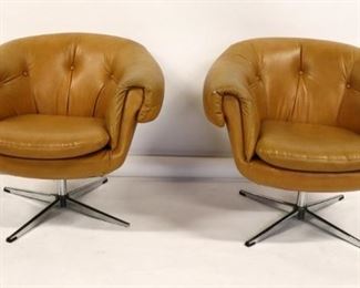 MIDCENTURY Pair of Upholstered Swivel Chairs
