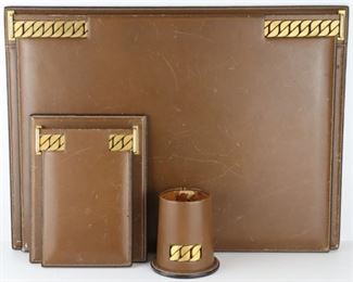 Pc Vintage Gucci Leather Desk Set