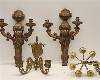 Pr Giltwood Sconces Bronze Sconce A Bronze
