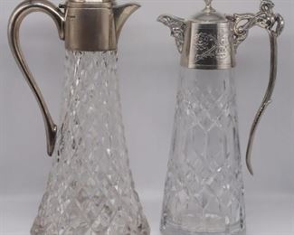 SILVER English Silver Mounted Claret Jugs