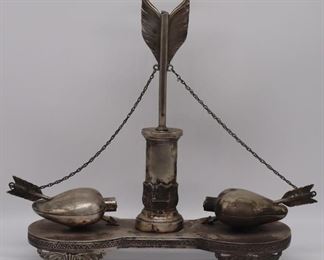 SILVER Unusual Heart and Arrow Inkwell