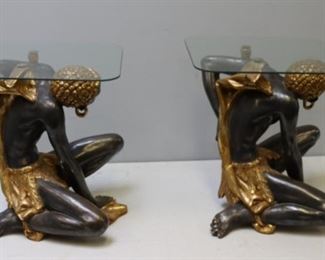 Vintage Pair Of Carved Patinated And Gilt