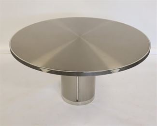 Vintage Polished Steel And Chrome Pedestal Table