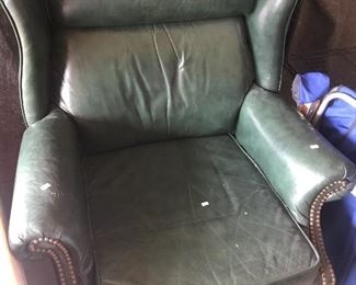 Vintage Executive Green Leather Chair 