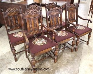  NICE 10 Piece Highly Carved Oak Refectory Dining Room Set with Needlepoint Chairs

Auction Estimate $500-$1000 – Located Inside 