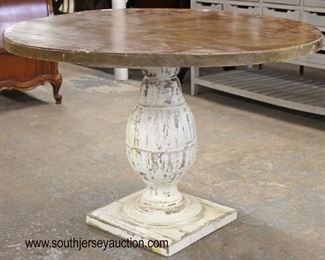 Decorator Natural Finish Top Distressed Pedestal Breakfast Table 