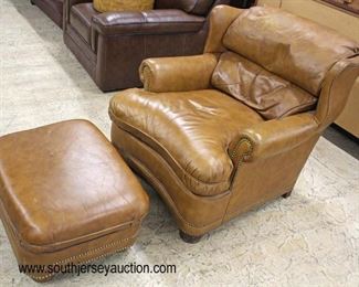  Leather Club Chair and Ottoman in the Saddle Brown 