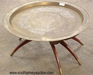  VINTAGE Brass Tray Top Spider Leg 2 Piece Table 