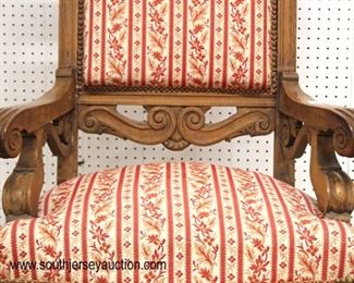  ANTIQUE Oak Griffin Carved Arm Chair 