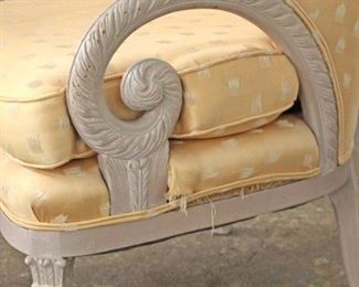 Decorator Scroll Arm Carved Upholstered Chair 