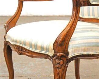  Country French Carved Upholstered Arm Chair 