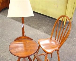  Maple “S. Bent & Bros. Inc. 1867 Gardner Mass.” Chair and Lamp Table 