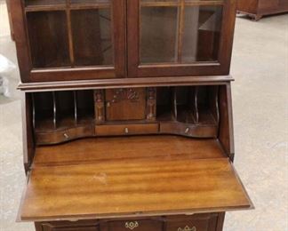  Mahogany “Jasper Cabinet” 2 Piece Secretary with Fitted Interior and Bookcase Top 