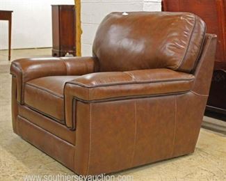  Like New Brown Leather Club Chair 