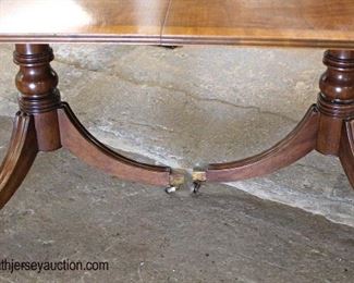  Mahogany Banded and Inlaid Double Pedestal Dining Room Table 