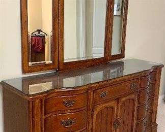 72”L x 20” D x 35.5 H Marshall Fields - Universal triple dresser with mirror $395.