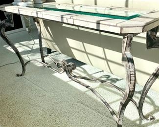 Glass top sofa table 16D x 60L x 32H $200