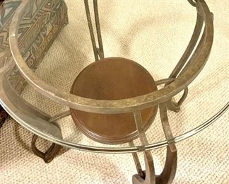 27.5” round glass top end table $65