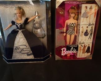 Millennium Princess Barbie and 35th Anniversary Barbie, new in box 