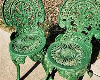 Cast aluminum garden chairs