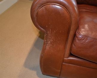American Leather tobacco colored leather sofa.  89" x 39".  Some scratches on sides and back.  