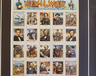 Framed Civil War reproduction stamps