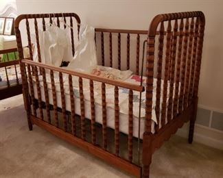 Vintage Jenny Lin walnut baby bed