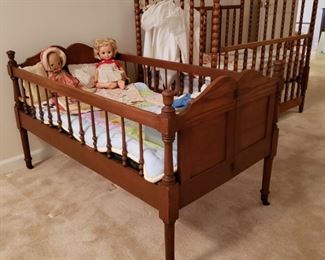 Antique collapsible walnut bed