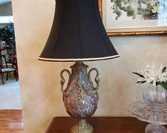 Pair of antique marble and bronze table lamps purchased from Maryanne Kovac in the Central West End years ago