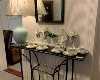 Unique Metal Table with Handpainted English China