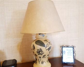 Pair of porcelain botanical table lamps