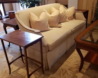 Two Hickory Chair Co. skirted two cushion settees