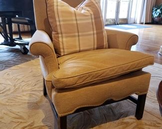 Two upholstered armchairs