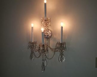 One 4 light crystal wall sconce