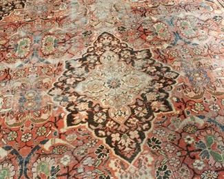 Antique Persian handmade room rug, appr. 12 feet 3 inches by 10 feet 6 inches, very worn but cool!